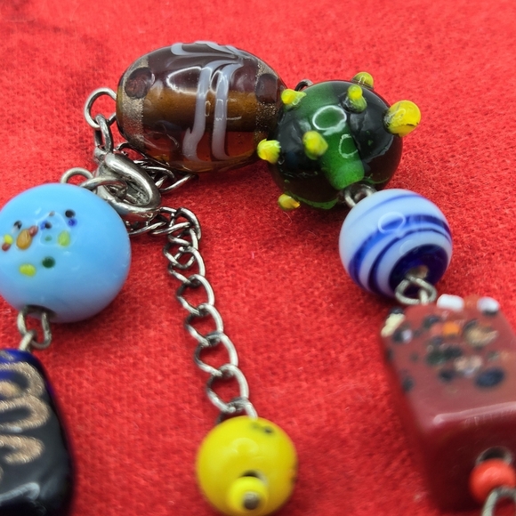 Vintage Chunky Art Glass Bead Necklace - Picture 8 of 9